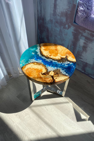 Epoxy River Table With Rocks