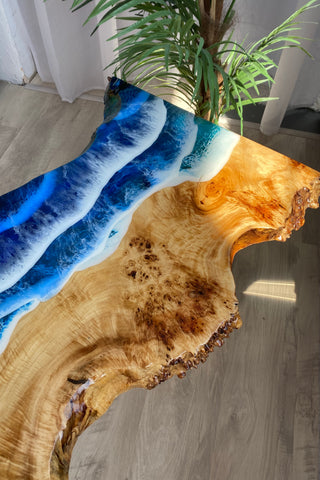 Live Edge Resin Coffee Table With Ocean