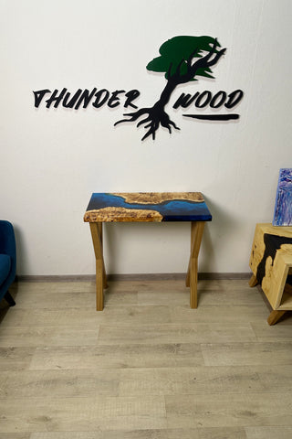 Blue Epoxy River Entryway Table
