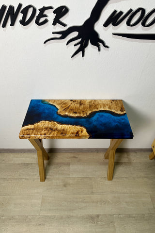 Blue Epoxy River Entryway Table