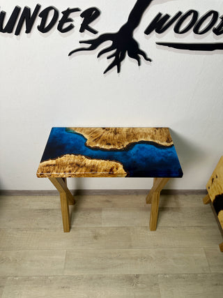 Blue Epoxy River Entryway Table