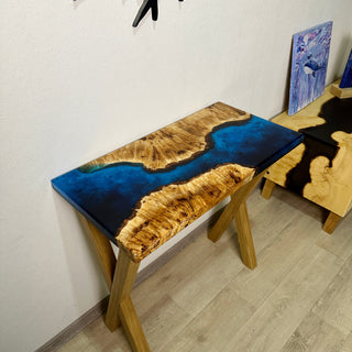 Blue Epoxy River Entryway Table