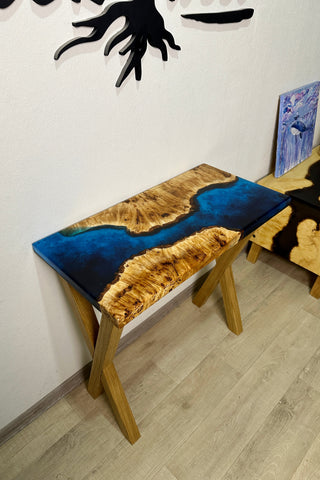 Blue Epoxy River Entryway Table