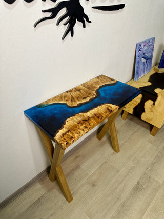 Blue Epoxy River Entryway Table