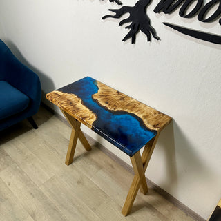 Blue Epoxy River Entryway Table