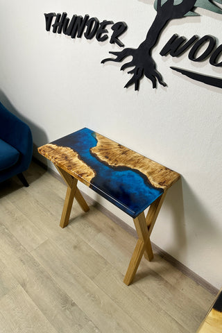 Blue Epoxy River Entryway Table