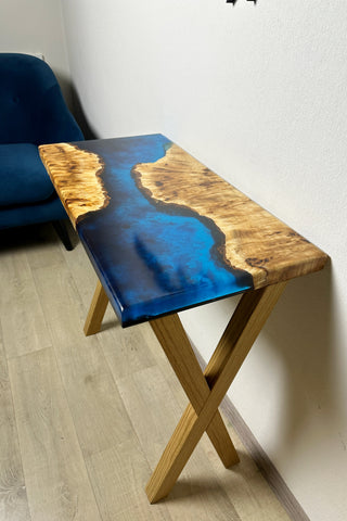 Blue Epoxy River Entryway Table