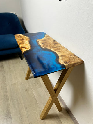 Blauer Epoxy River Eingangstisch