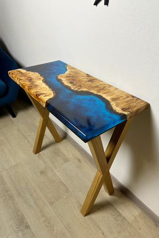 Blue Epoxy River Entryway Table