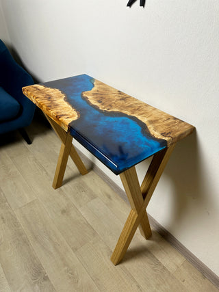 Blue Epoxy River Entryway Table