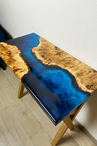 Blue Epoxy River Entryway Table