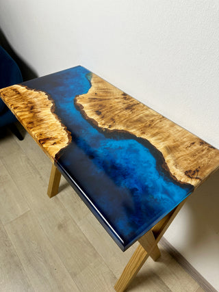 Blauer Epoxy River Eingangstisch