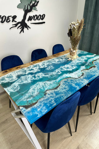 Sky Blue Epoxy River Dining Table