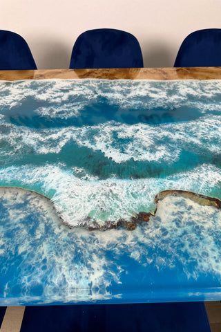 Sky Blue Epoxy River Dining Table
