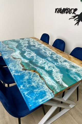 Sky Blue Epoxy River Dining Table