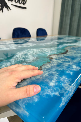 Sky Blue Epoxy River Dining Table