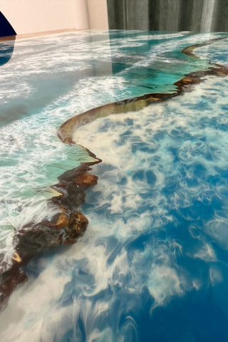 Sky Blue Epoxy River Dining Table