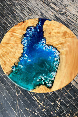 Round Wood and Epoxy Coffee Table
