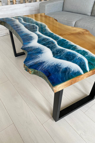 Live Edge Epoxy End Table
