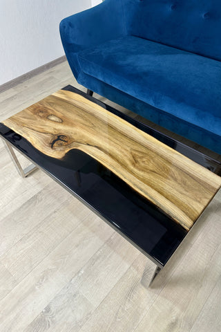 Walnut and Black Epoxy River Table