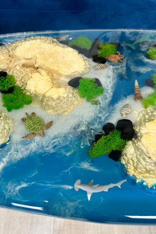 Aquarium surfboard coffee table
