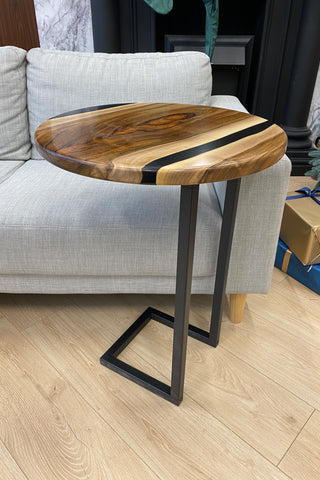 Walnut Resin Round Side Table