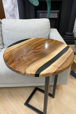 Walnut Resin Round Side Table