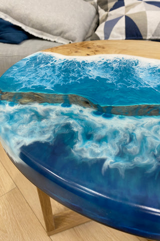 Round Epoxy Wood Coffee Table