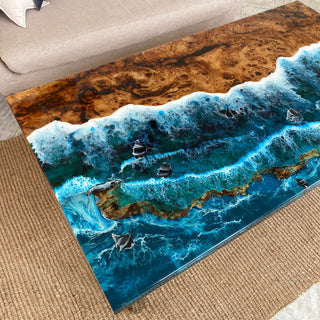 Epoxidtisch mit Strandmotiv