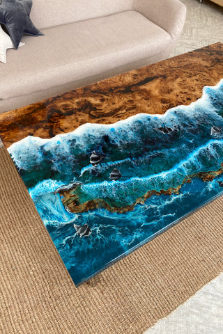 Epoxidtisch mit Strandmotiv
