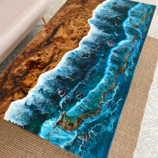 Epoxidtisch mit Strandmotiv