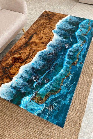 Epoxidtisch mit Strandmotiv