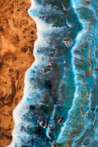 Epoxidtisch mit Strandmotiv