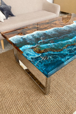 Epoxidtisch mit Strandmotiv