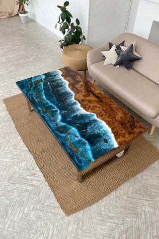 Epoxidtisch mit Strandmotiv