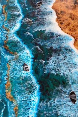 Epoxidtisch mit Strandmotiv