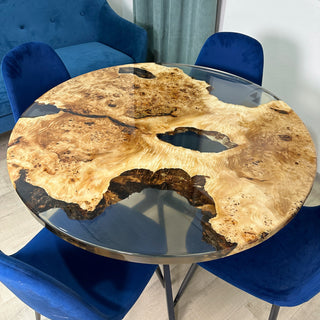Round Clear Epoxy Resin Dining Table