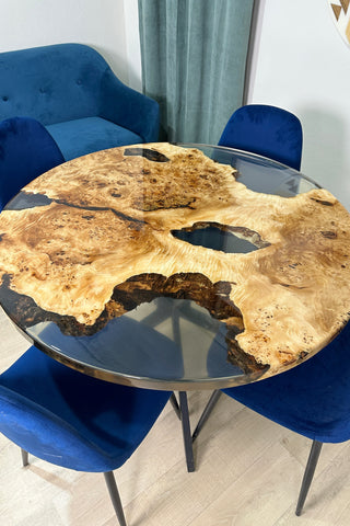 Round Clear Epoxy Resin Dining Table