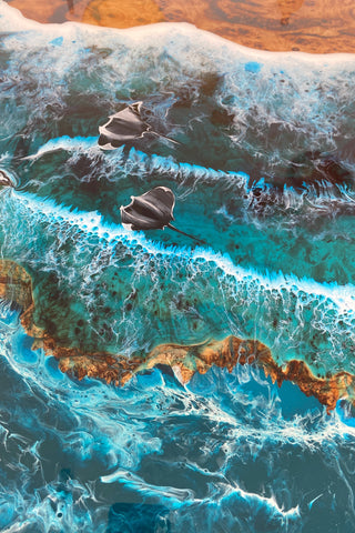 Epoxidtisch mit Strandmotiv