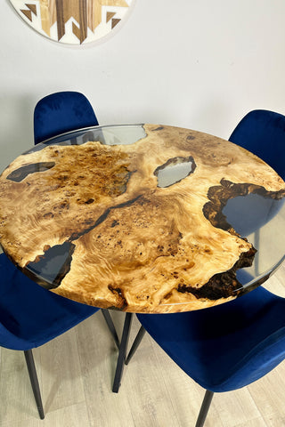 Round Clear Epoxy Resin Dining Table