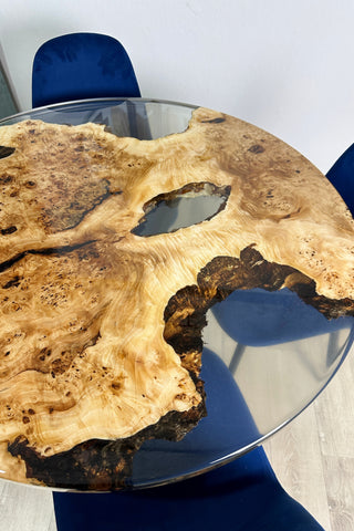 Round Clear Epoxy Resin Dining Table