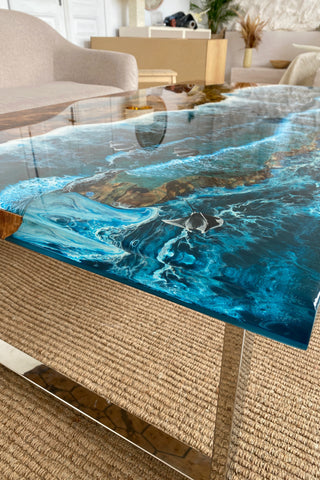 Epoxidtisch mit Strandmotiv