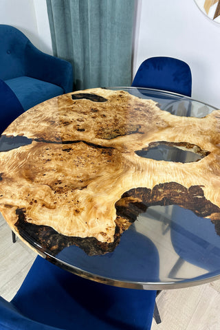 Round Clear Epoxy Resin Dining Table