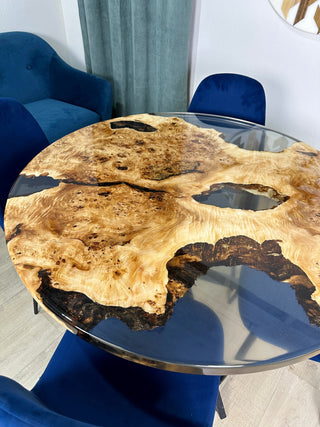 Round Clear Epoxy Resin Dining Table