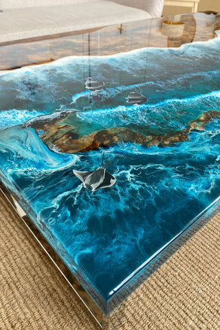 Epoxidtisch mit Strandmotiv