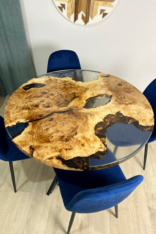 Round Clear Epoxy Resin Dining Table