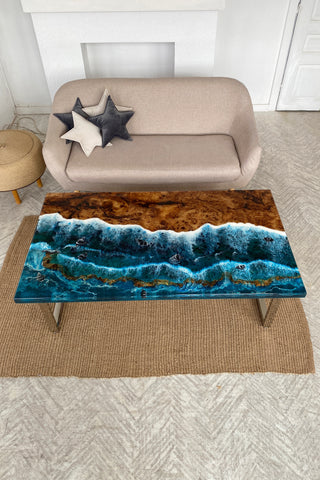 Epoxidtisch mit Strandmotiv