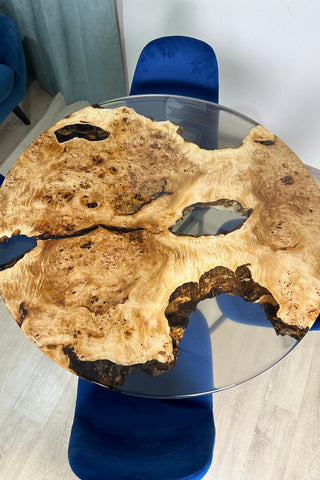 Round Clear Epoxy Resin Dining Table