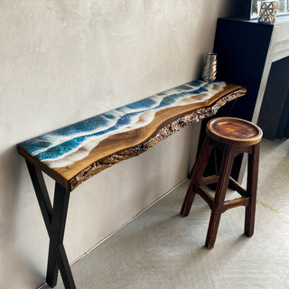 Ocean Wave Epoxy Console Table