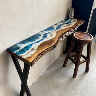 Ocean Wave Epoxy Console Table
